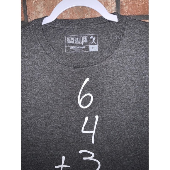 Baseballism Youth Charcoal Grey 6-4-3=2 Double Play Graphic T-Shirt Tee Size YL - Picture 2 of 3